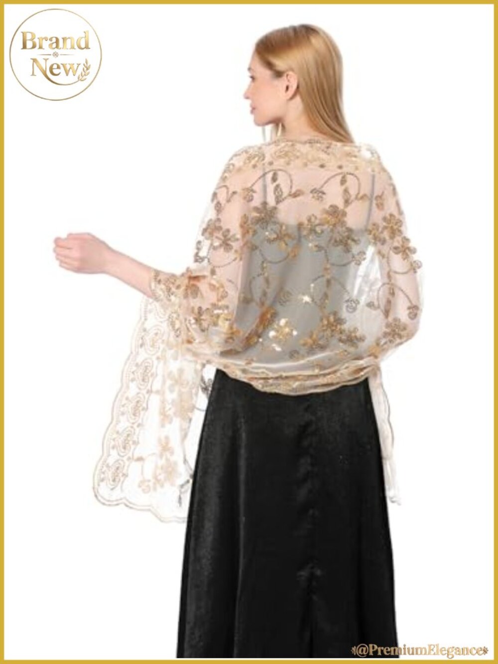 1920s Sequin Shawl Wrap with Fringe Glittering Cape Scarf Evening Wedding Party